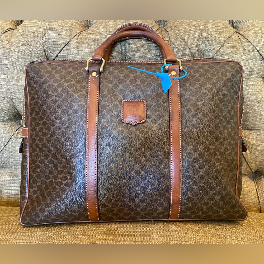 Celine Macadam Computer Laptop Briefcase Document Bag Coated Canvas